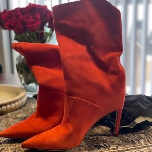 Jimmy Choo Tomato Red Suede Boots - HOT!